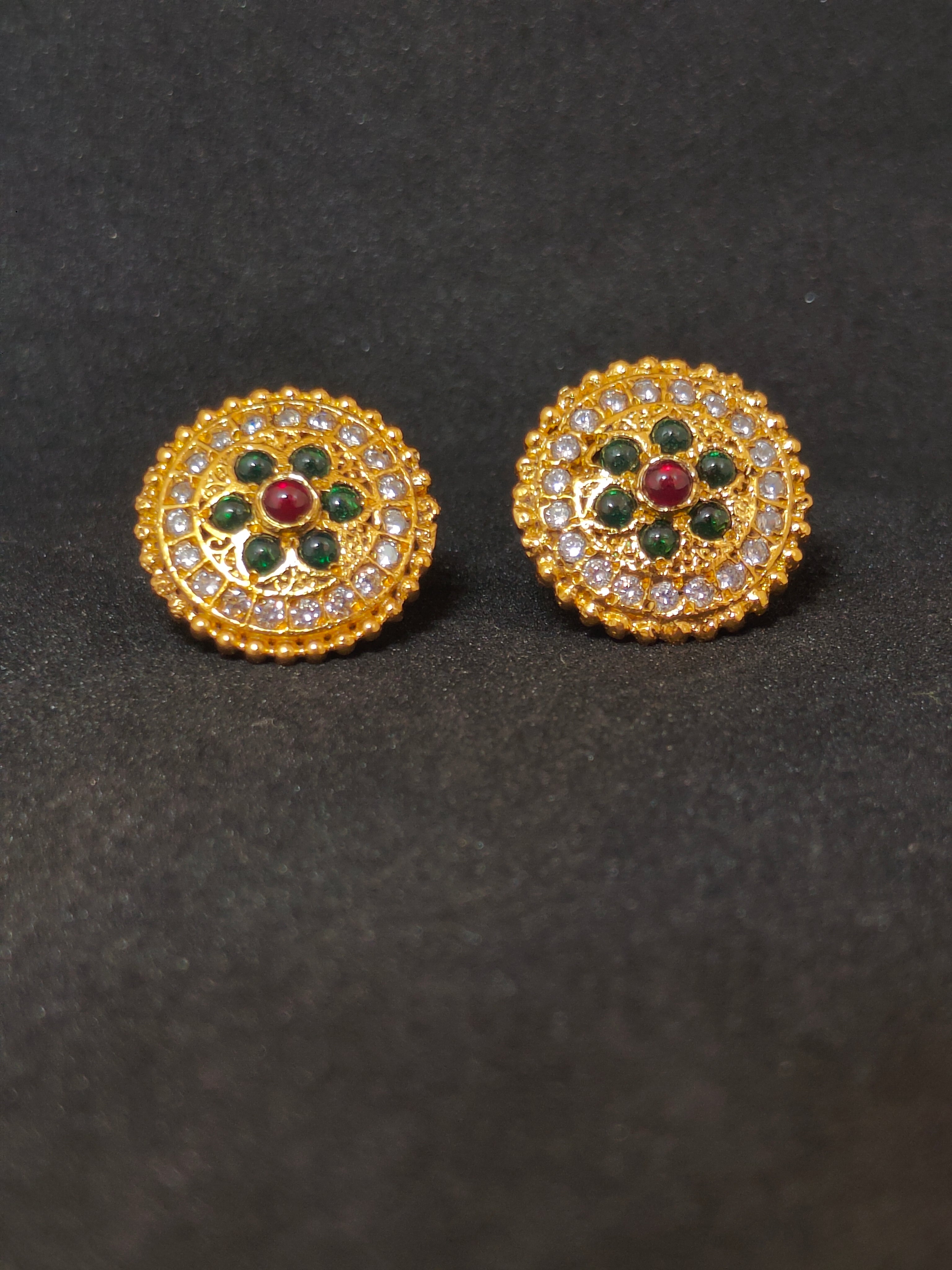 Multi Color Round Kundan Studs