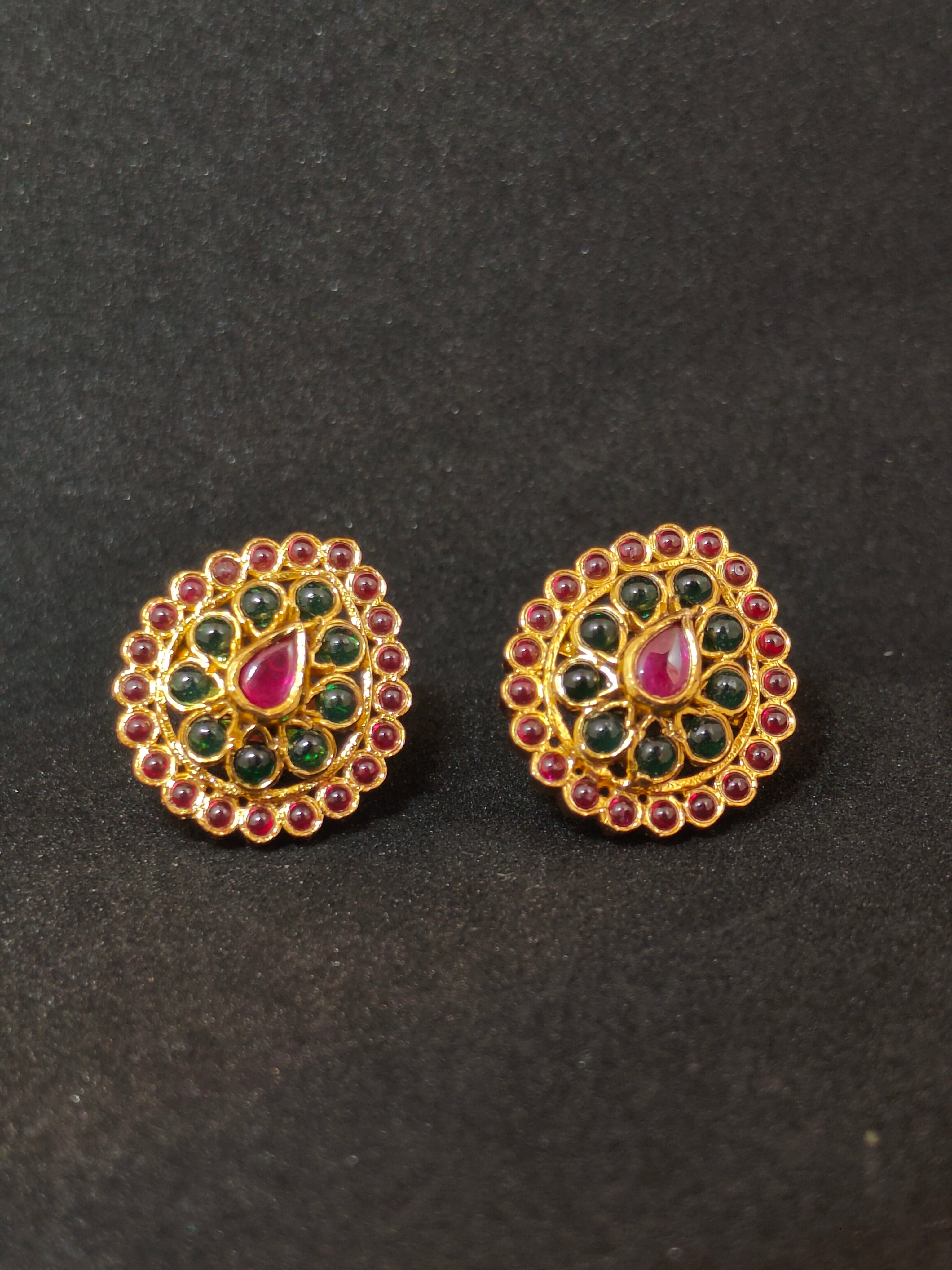 Multi Color Oval Kundan Studs