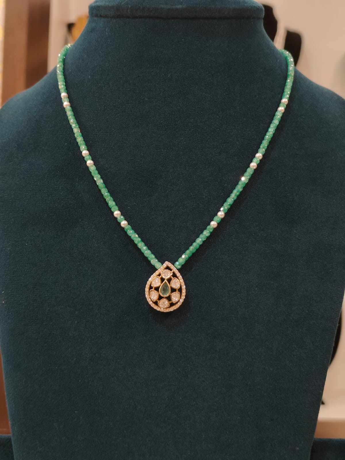 Victorian Mango Pendant With Green Cz Beads view 1