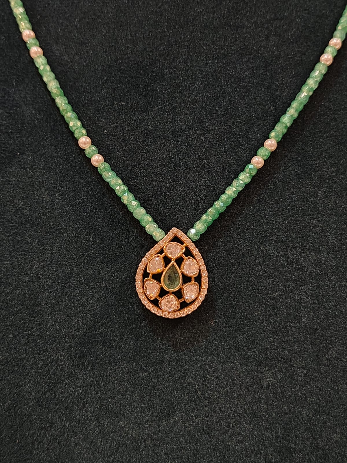 Victorian Mango Pendant With Green Cz Beads thumbnail 2