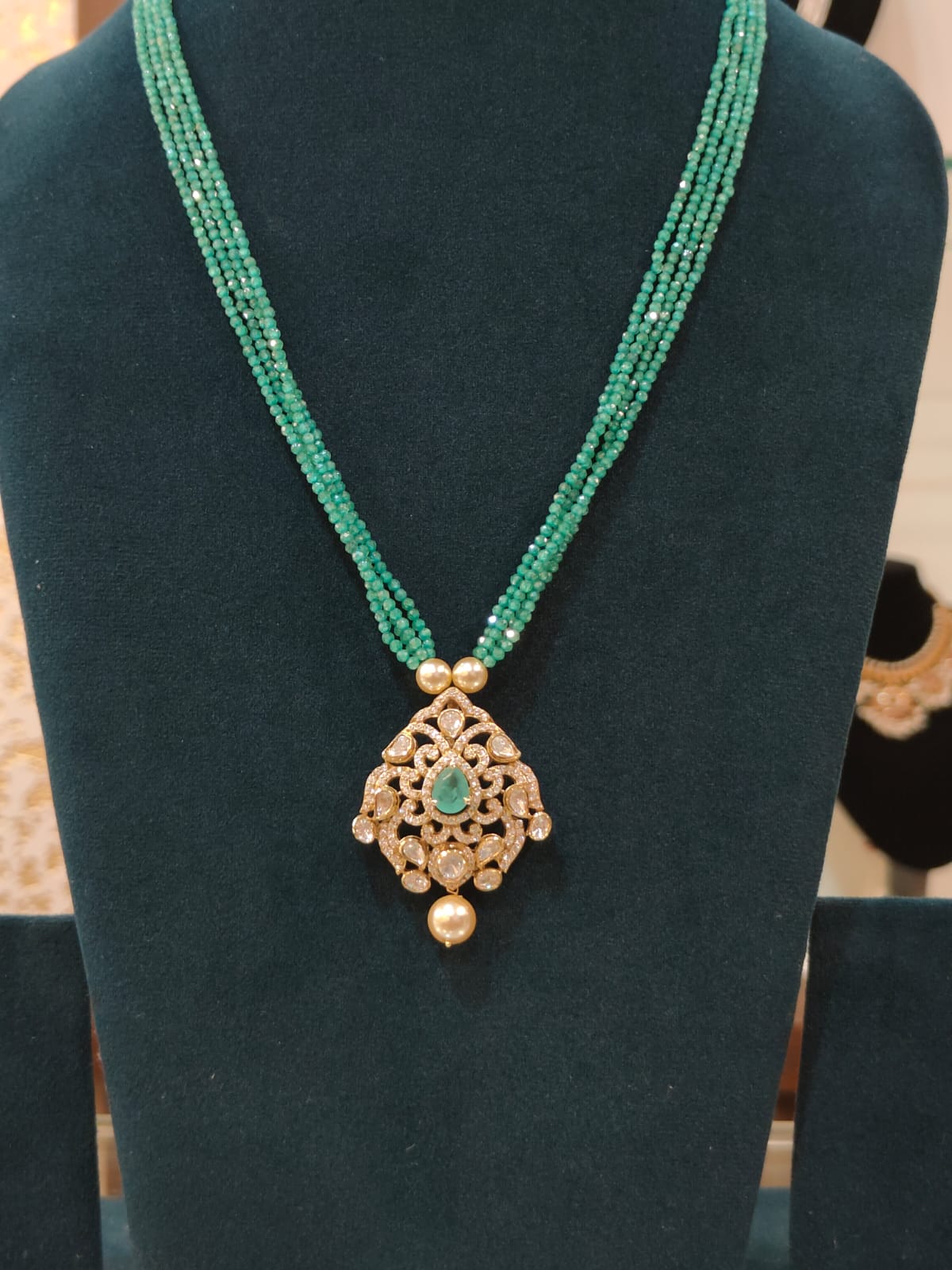 Victorian Pendant With Green Cz Beads view 1