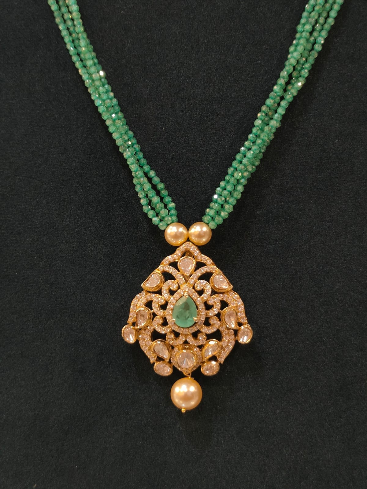 Victorian Pendant With Green Cz Beads  thumbnail 2