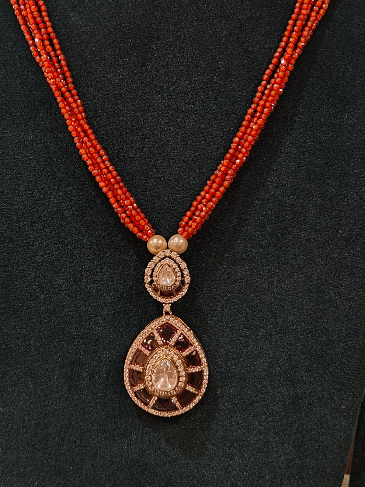 Victorian Pendant With Orange Cz Beads view 1
