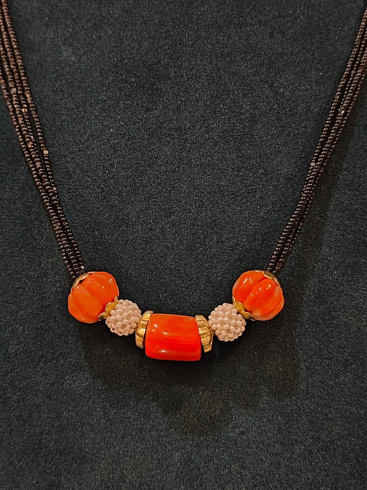 Black Beads With Coral Beads and Pearl Ball thumbnail 2