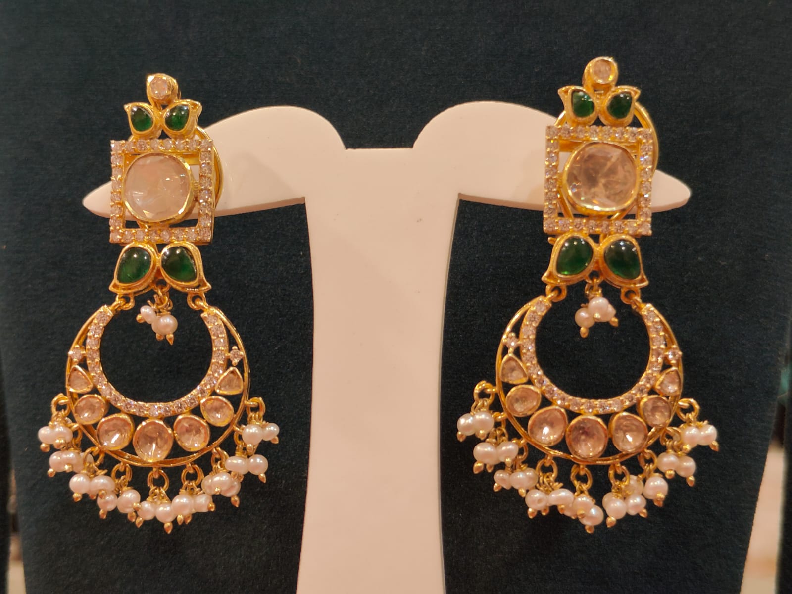 Green Chandbali Earrings  thumbnail 2