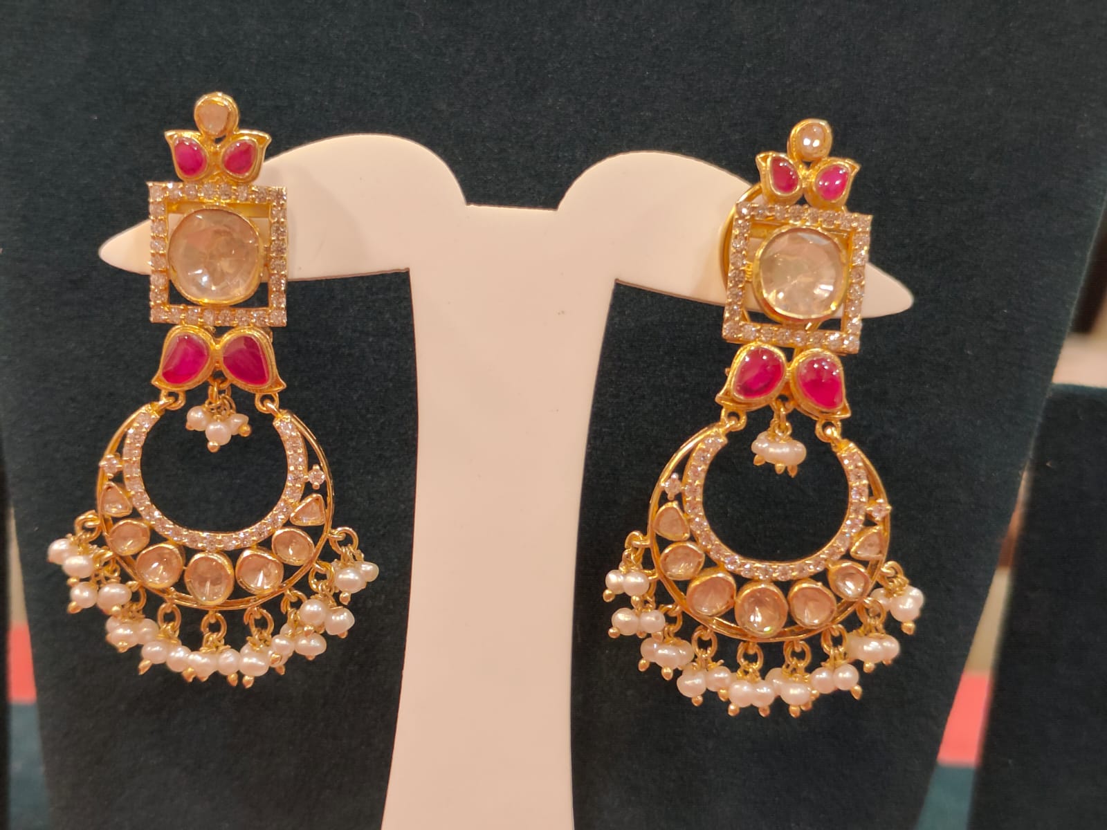 Red Chandbali Earrings  thumbnail 2
