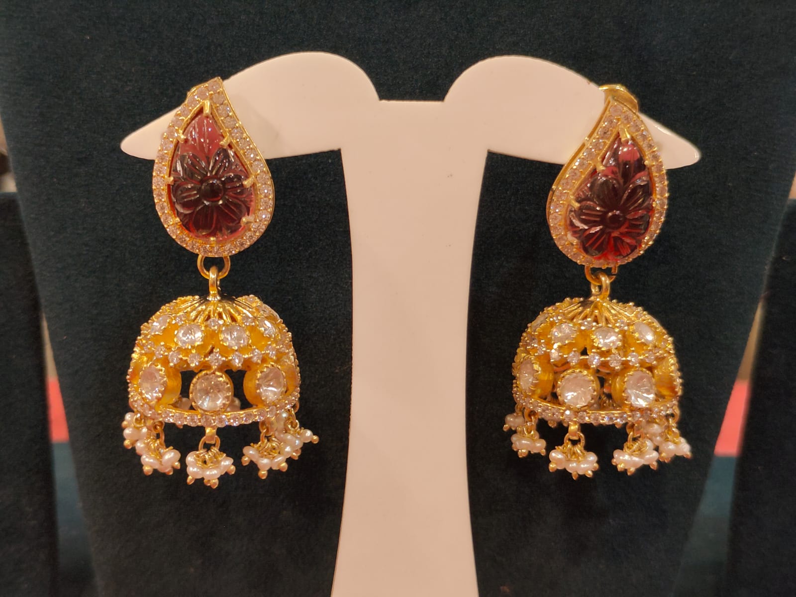 Victorian Jhumka With Ruby Stone  thumbnail 2