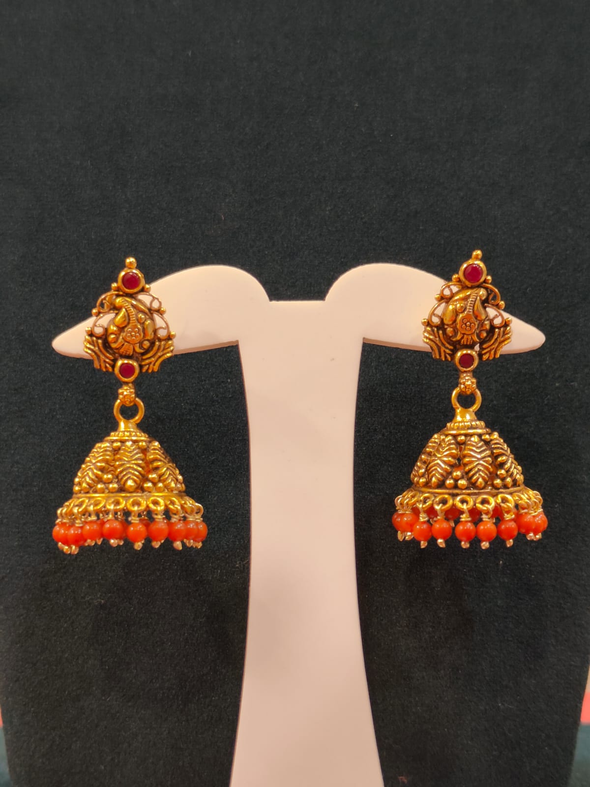Nakshi Jhumka With Coral Drops view 1