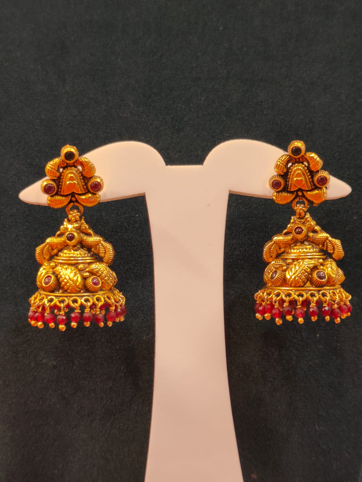 Nakshi Jhumka With Ruby Drops view 1