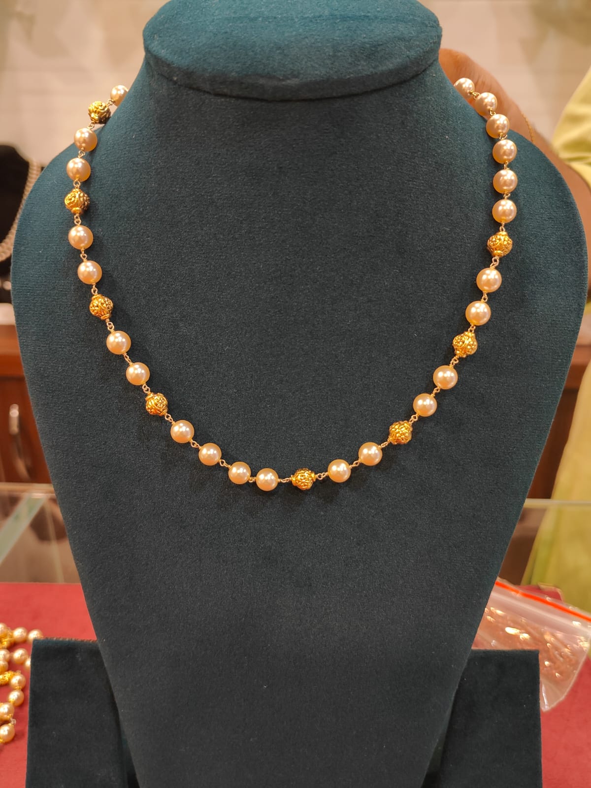 Tharmala With Swarovski Pearls and Round Nakshi Balls  thumbnail 2
