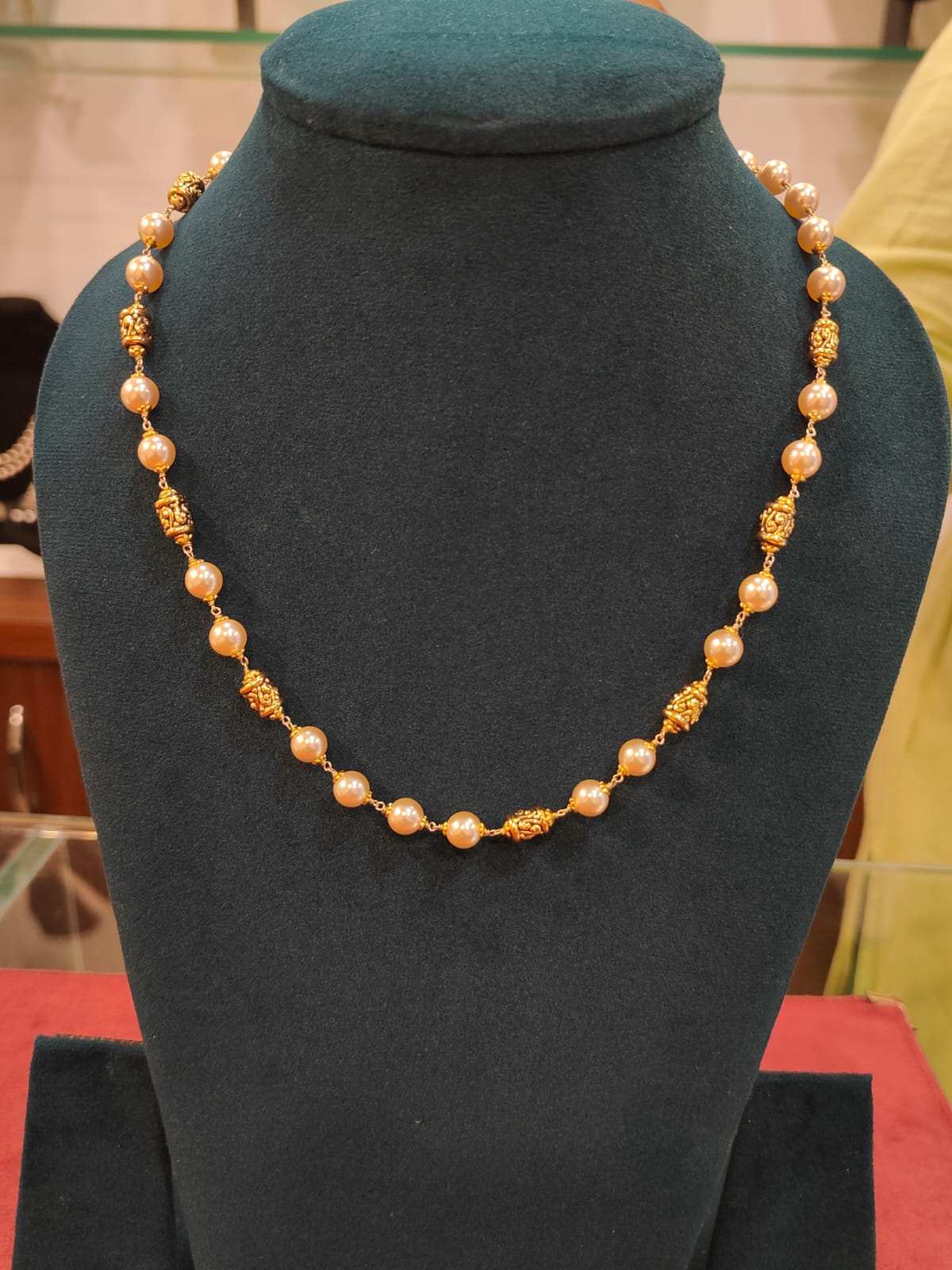 Tharmala With Swarovski Pearls and Square Nakshi Balls  thumbnail 2