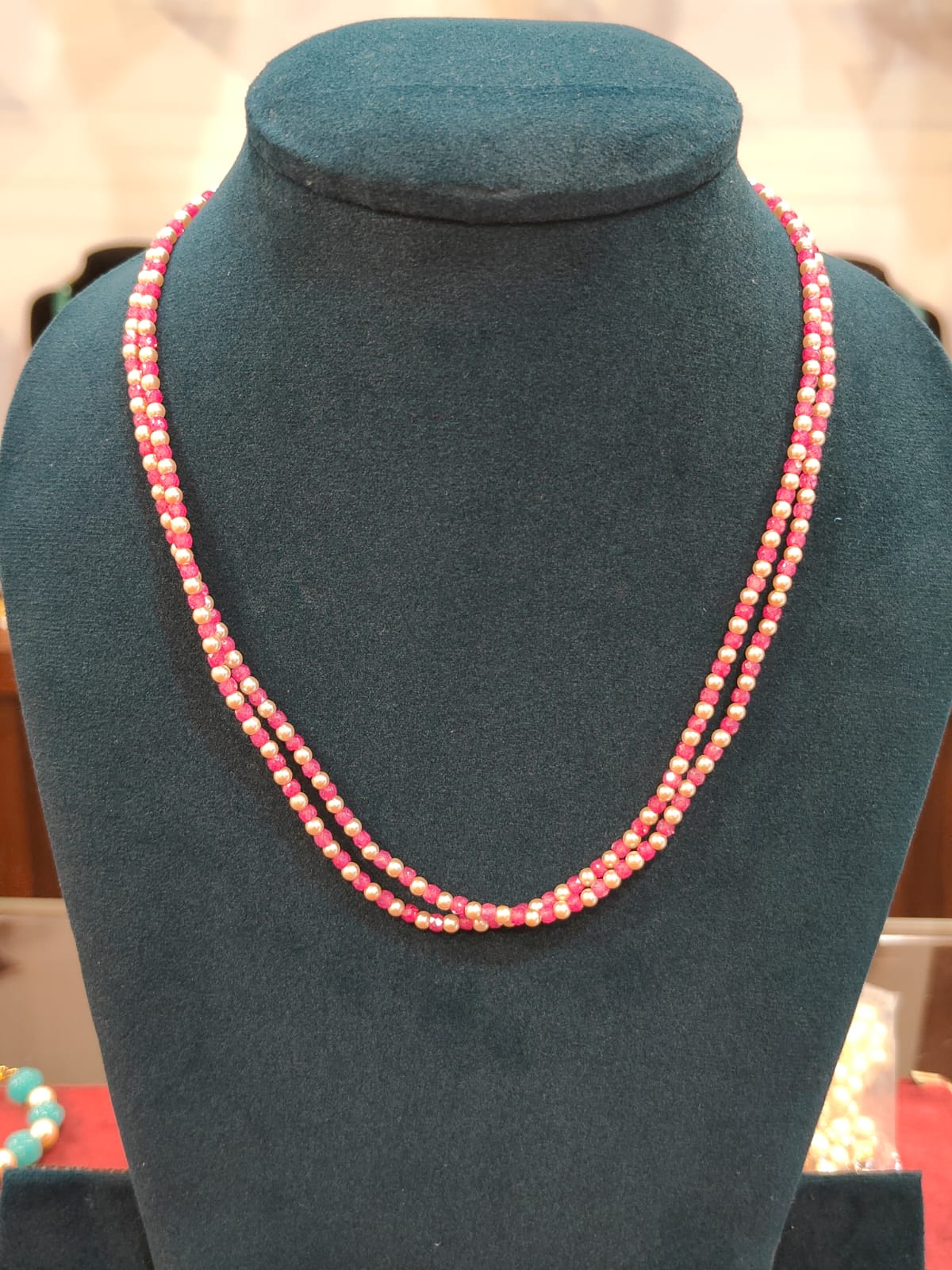 2 Lines Pink Cz Beads and Swarovski Pearls view 1