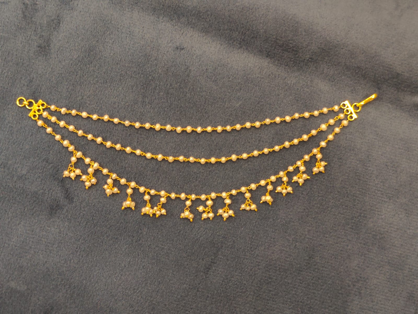 Natural Round Pearl Champa swaralu thumbnail 3