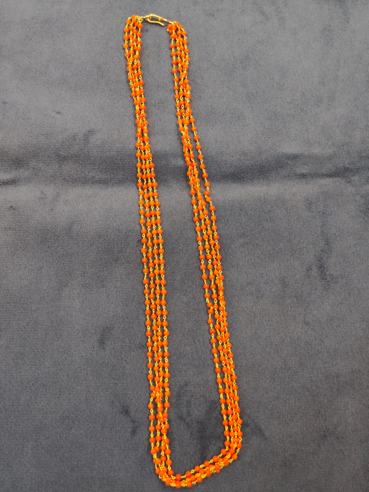 4 Lines Tharmala With Round Coral Beads view 1