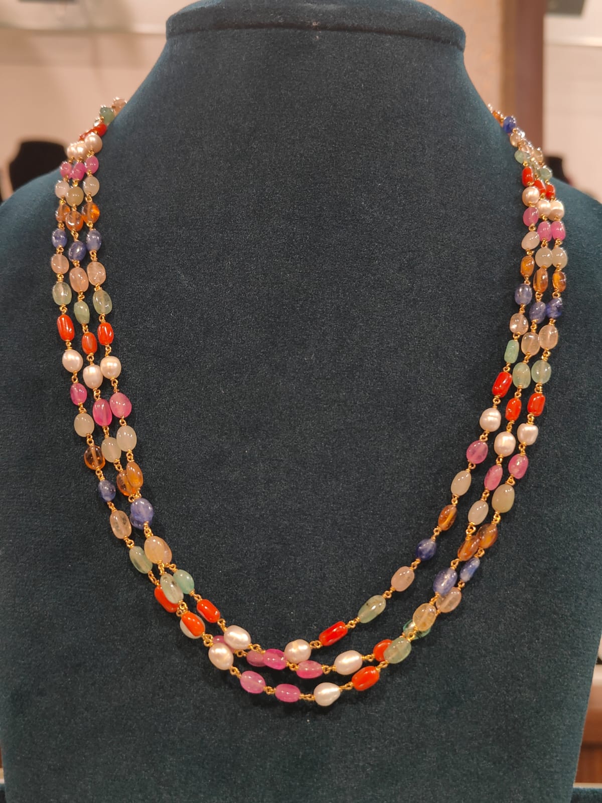 3 Lines Tharmala With Real Navaratna Beads  thumbnail 3