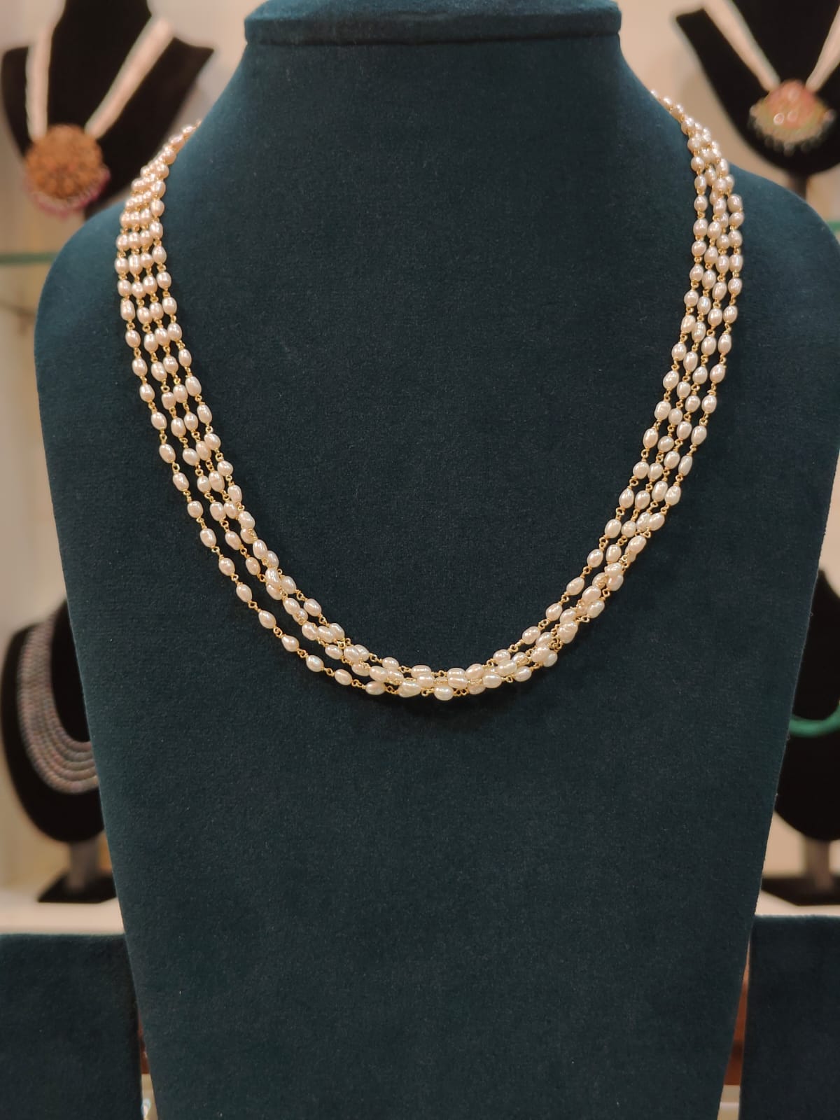 4 Lines Cultured Rice Pearls Tharmala view 1