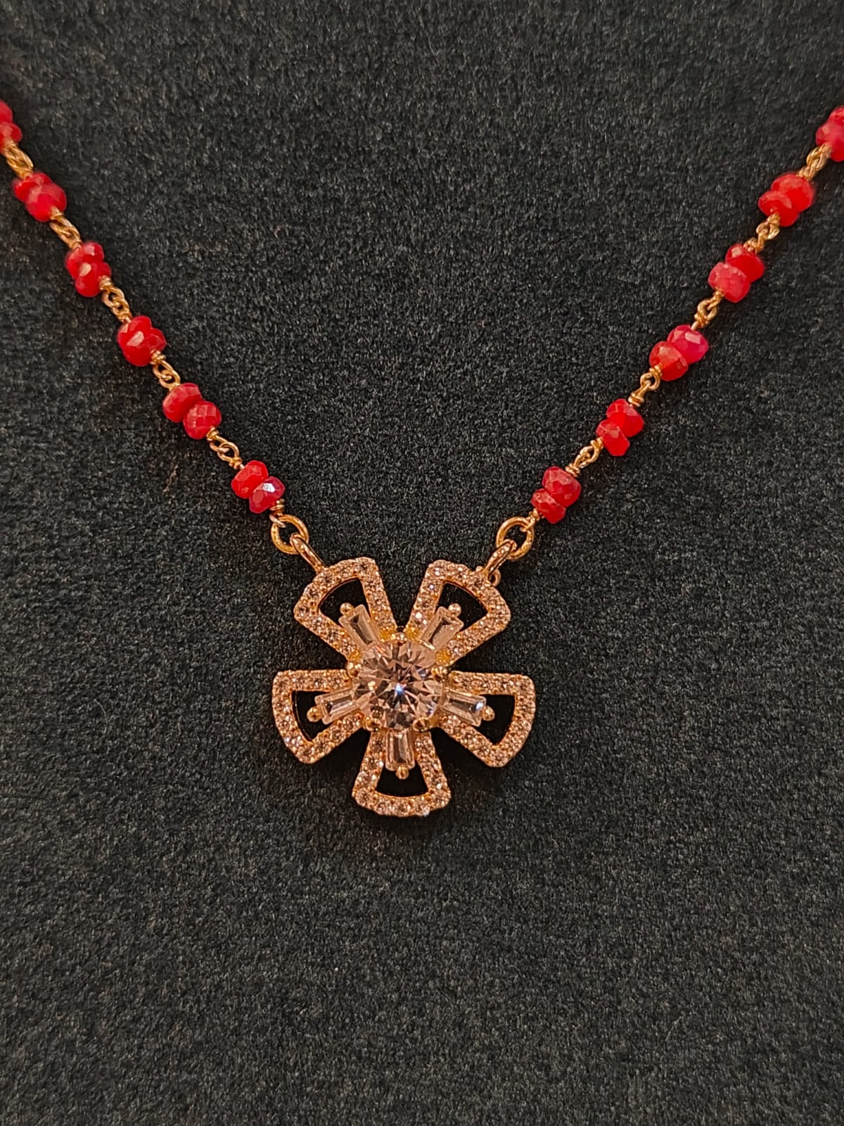 Flower Pendant With Ruby Tharmala  thumbnail 2