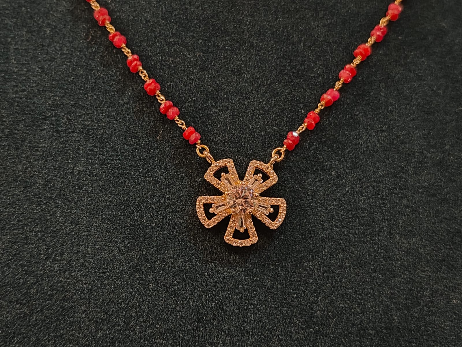 Flower Pendant With Ruby Tharmala  thumbnail 3