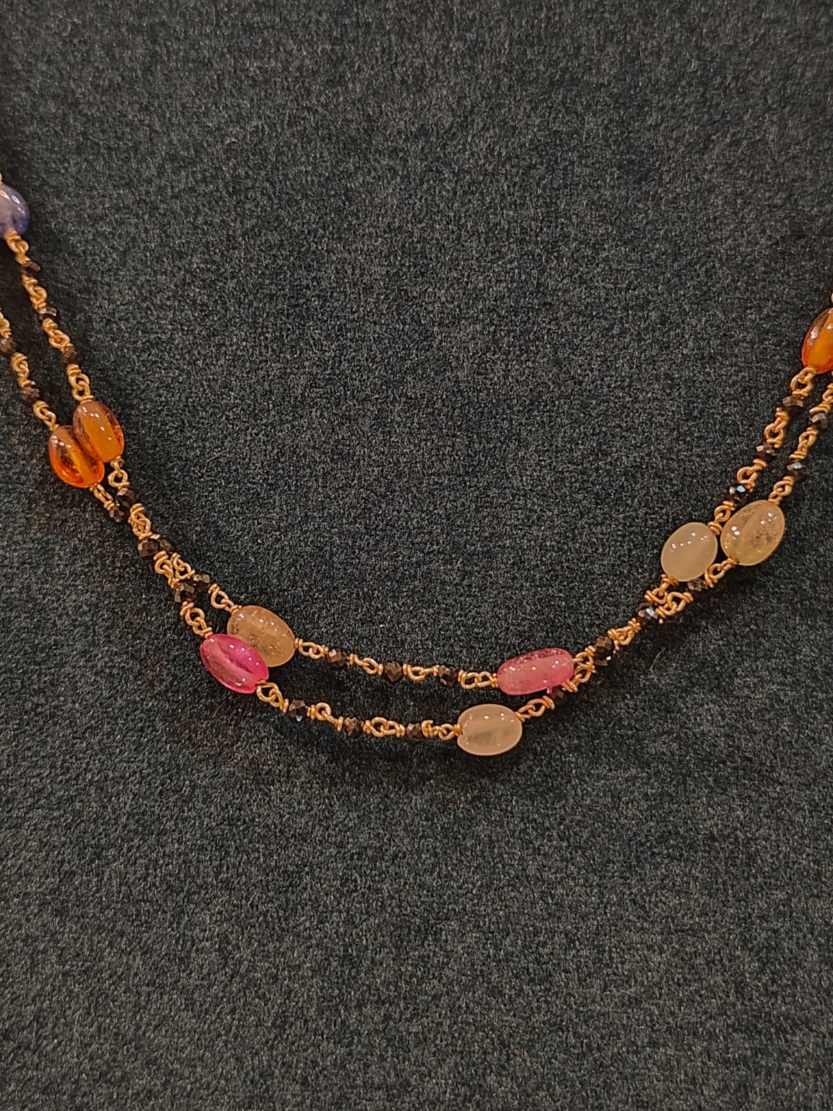 2 Lines Navaratna and Black Beads  thumbnail 2