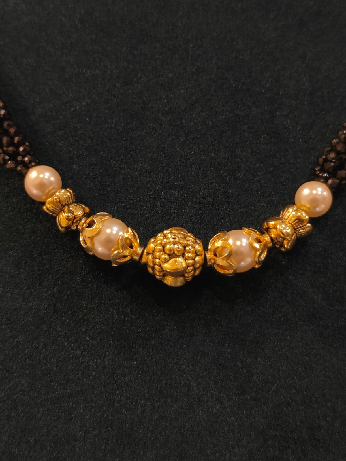 Black Beads With Swarovski Pearls  thumbnail 6