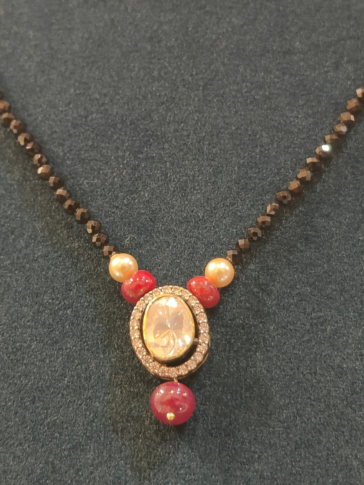 Black Beads With Victorian Oval Pendant  thumbnail 8