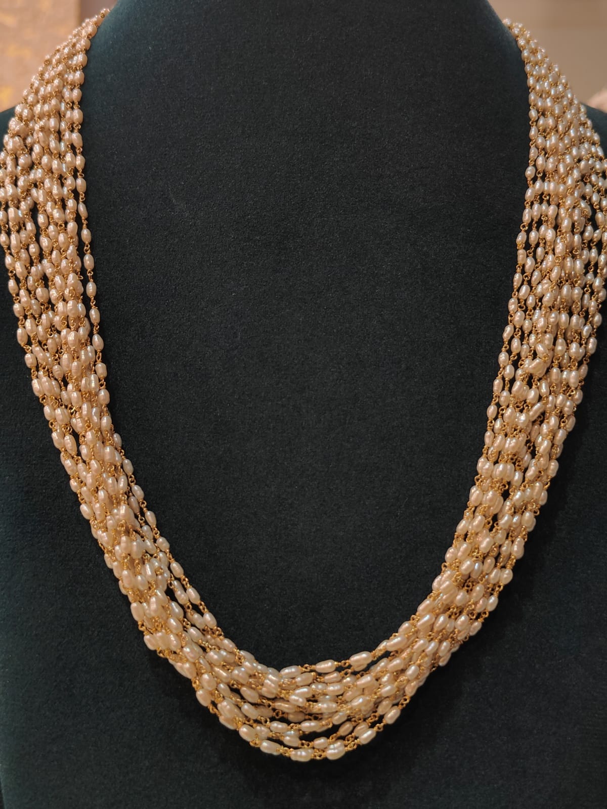 15 Lines Cultured Rice Pearls Tharmala  thumbnail 2