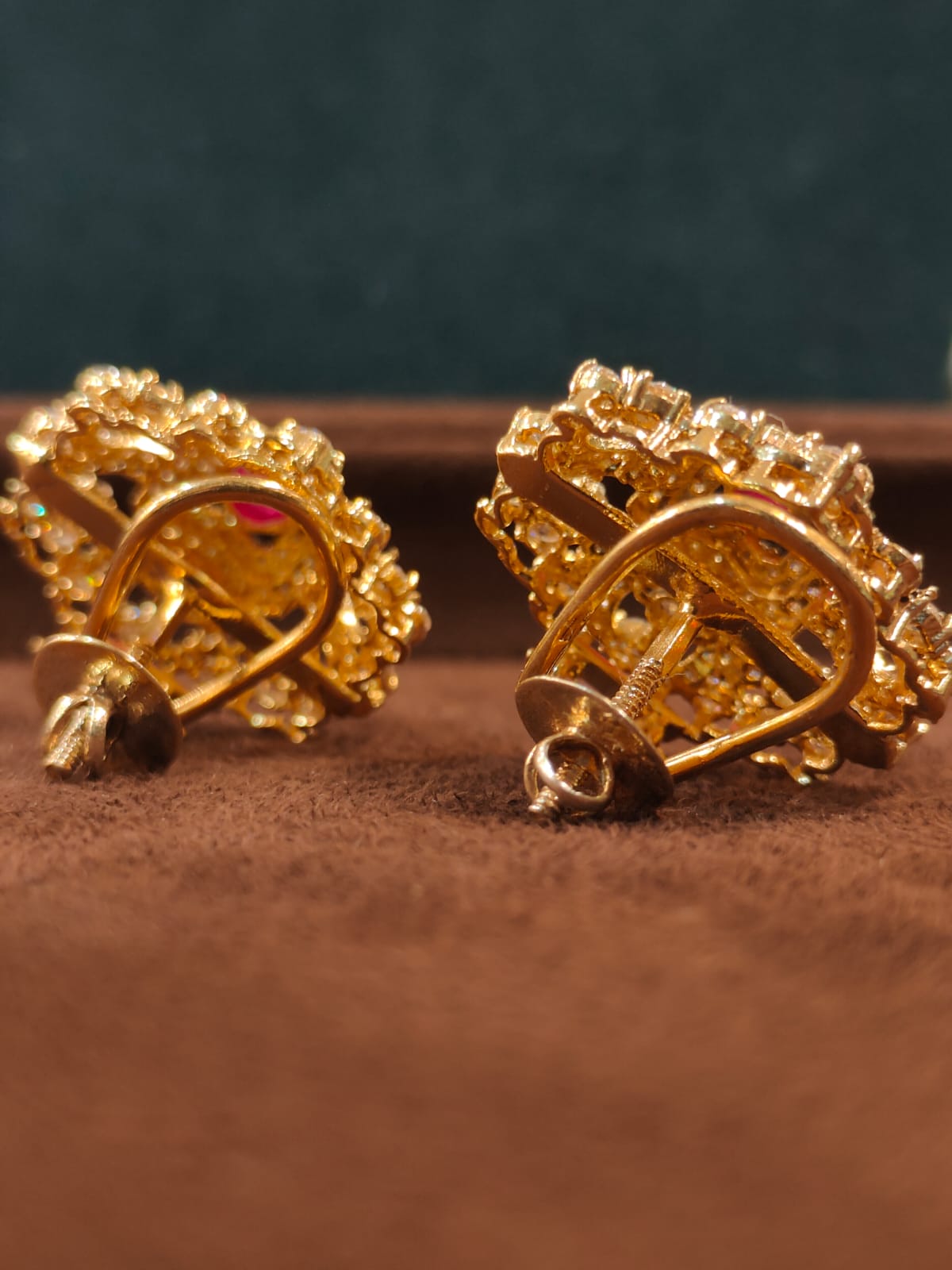 Hexa Pink Victorian Studs with Support - B thumbnail 3
