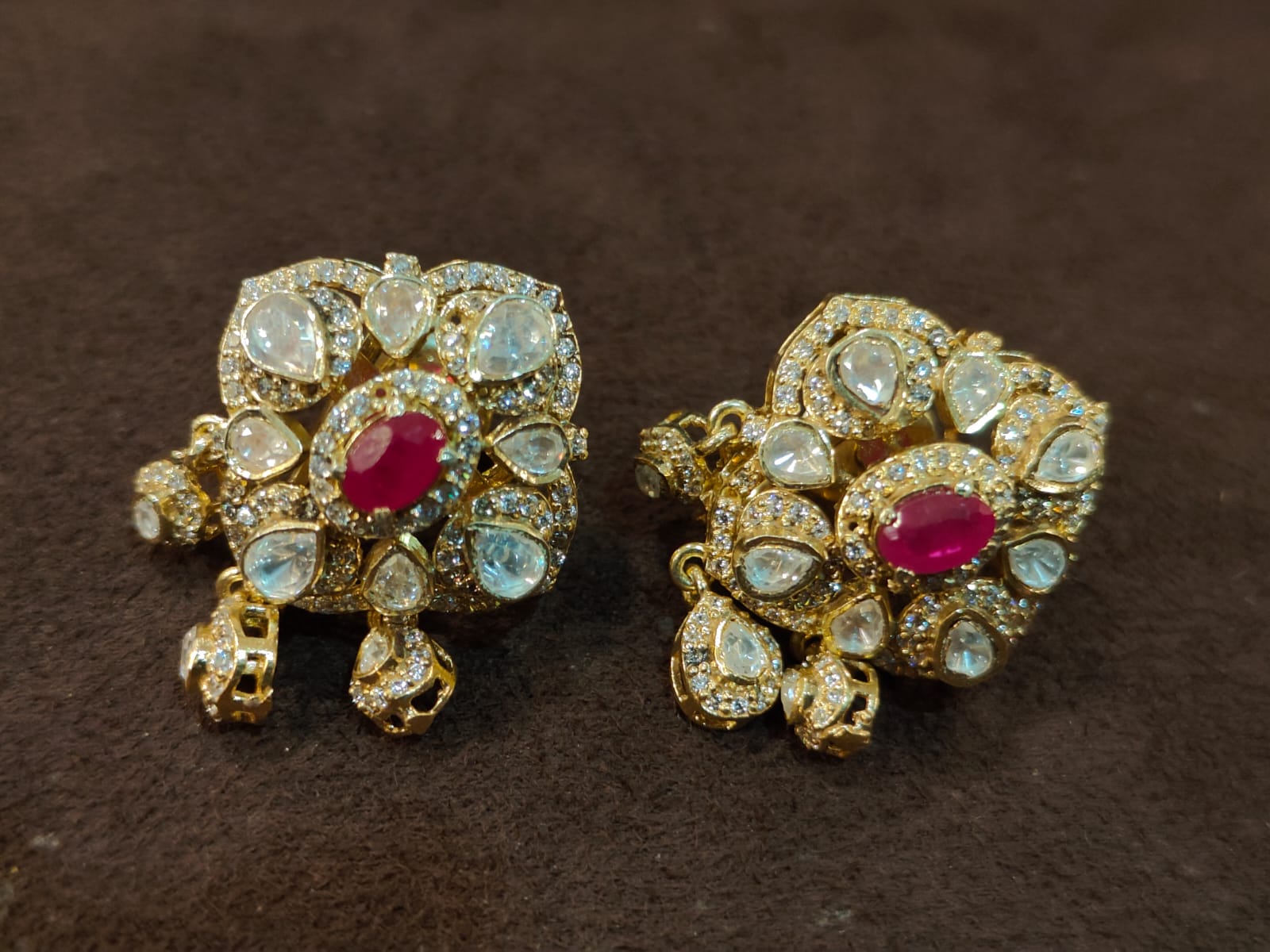 Victorian Square Ruby Drops Studs thumbnail 2