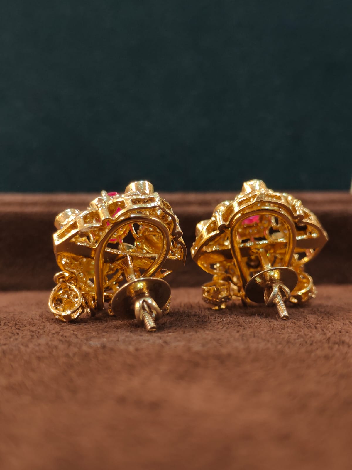 Victorian Square Ruby Drops Studs thumbnail 3