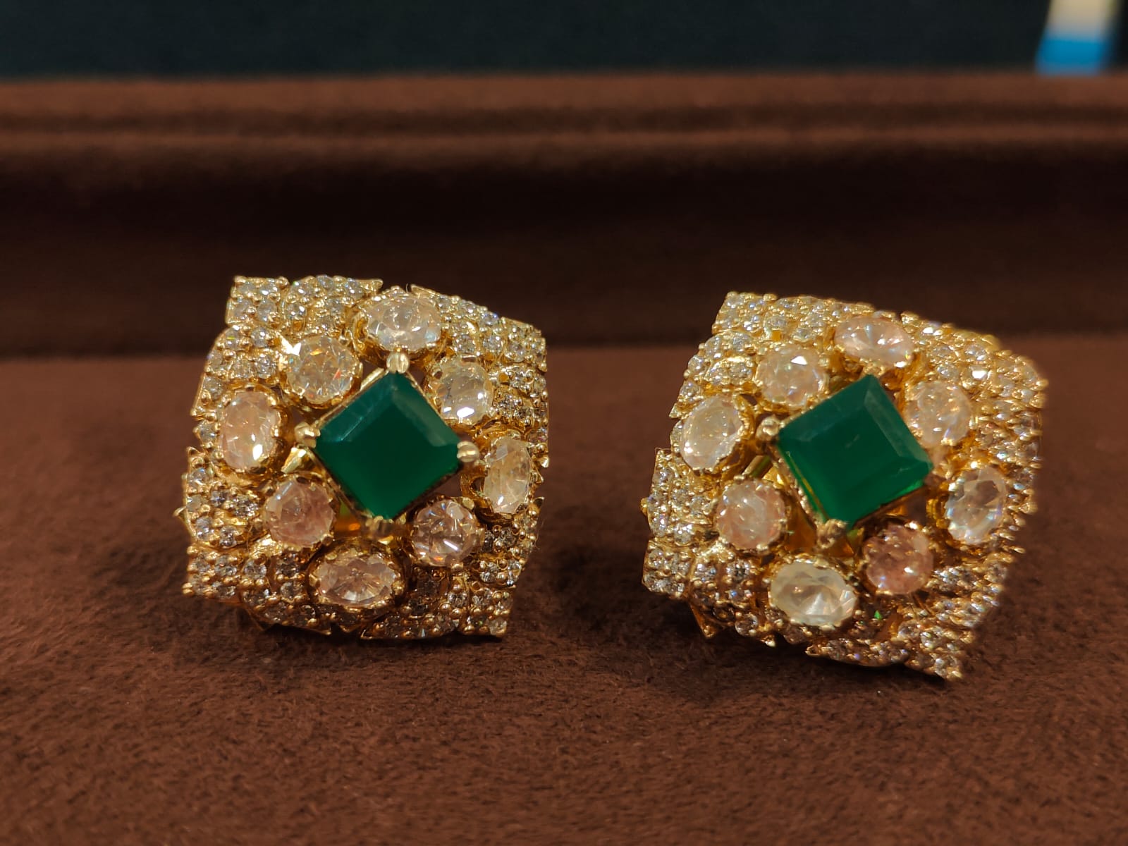 Victorian Emerald Square Studs thumbnail 4