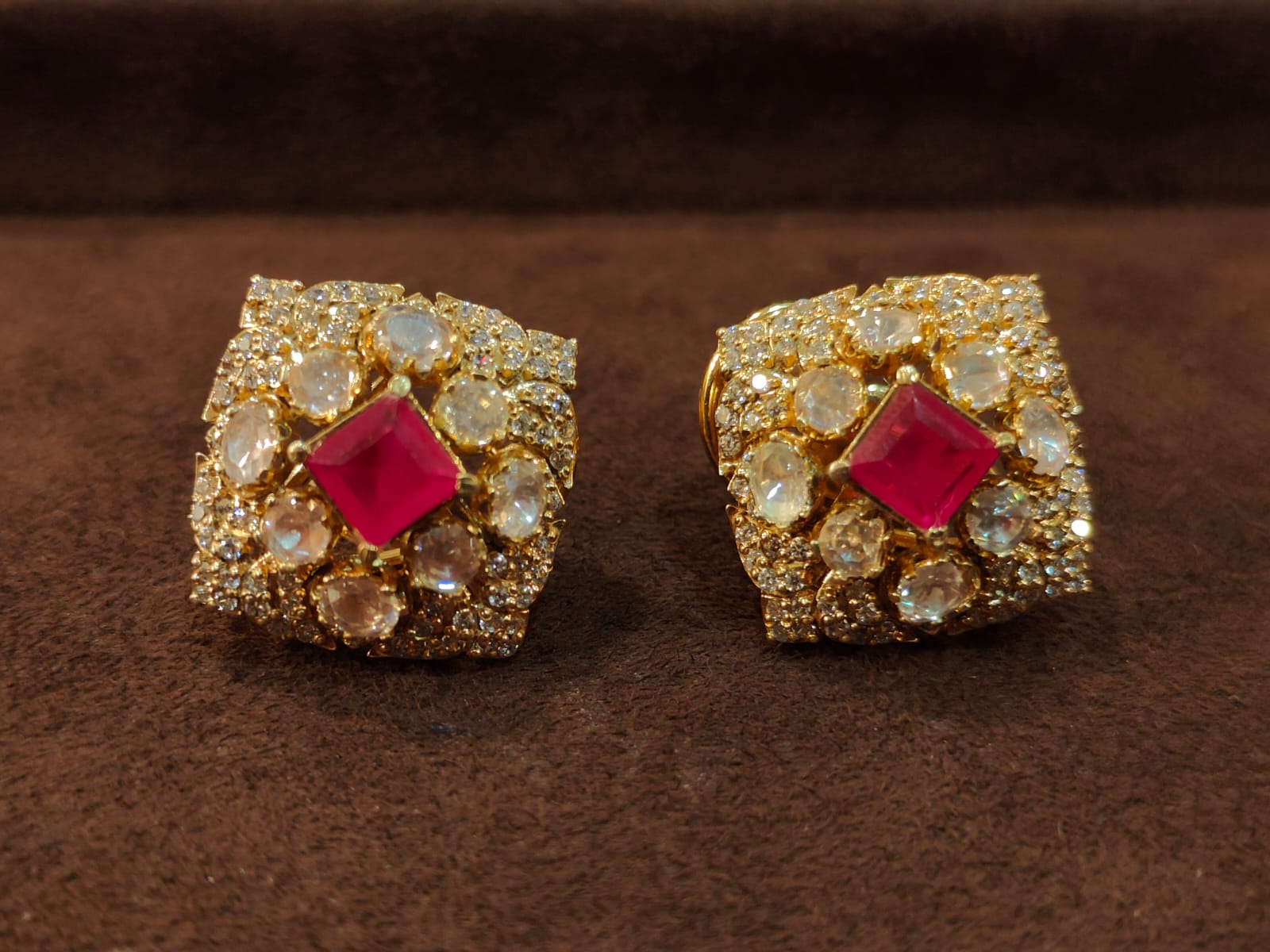 Victorian Ruby Square Studs thumbnail 2