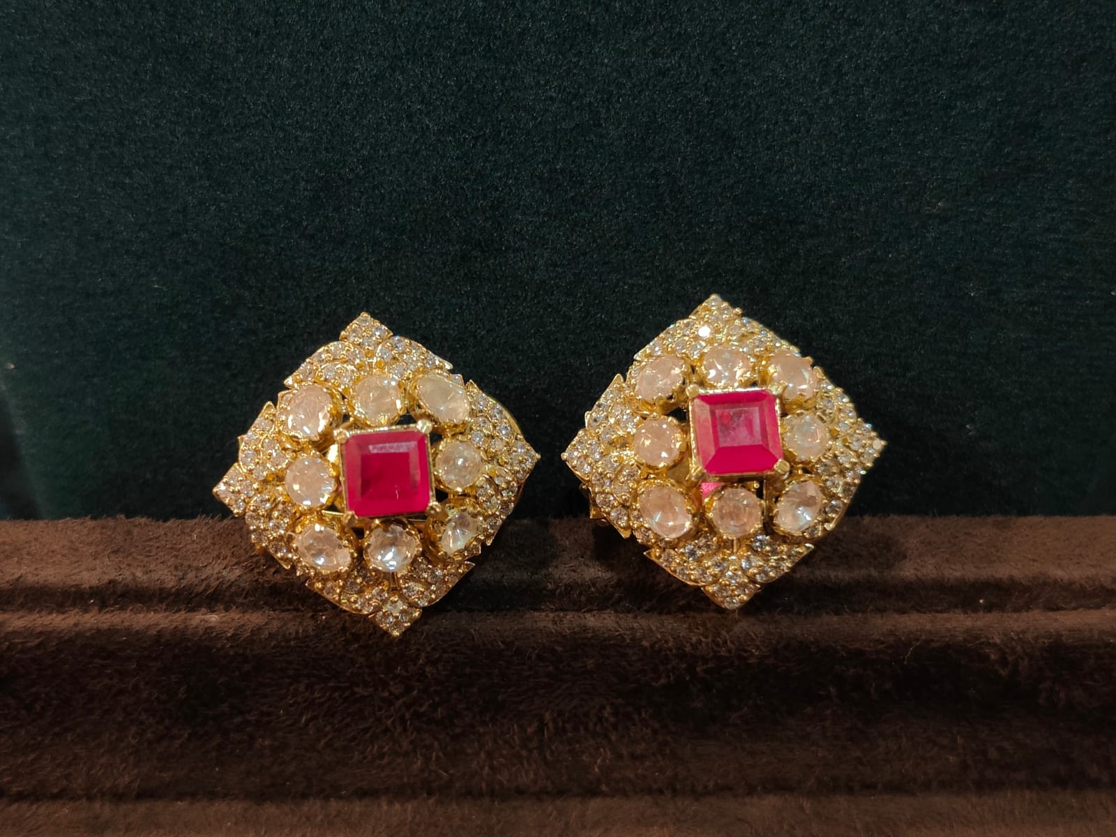 Victorian Ruby Square Studs thumbnail 3